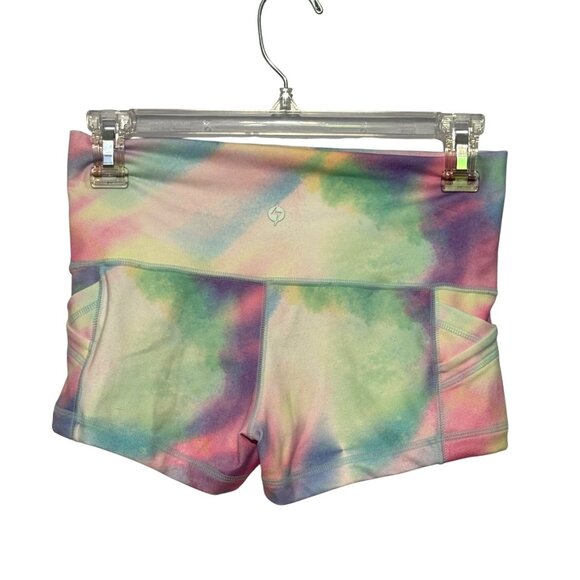 Popflex Tie-Dye Athletic Shorts With Pockets Size 4 Stretchy Polyester/Spandex - Picture 2 of 8